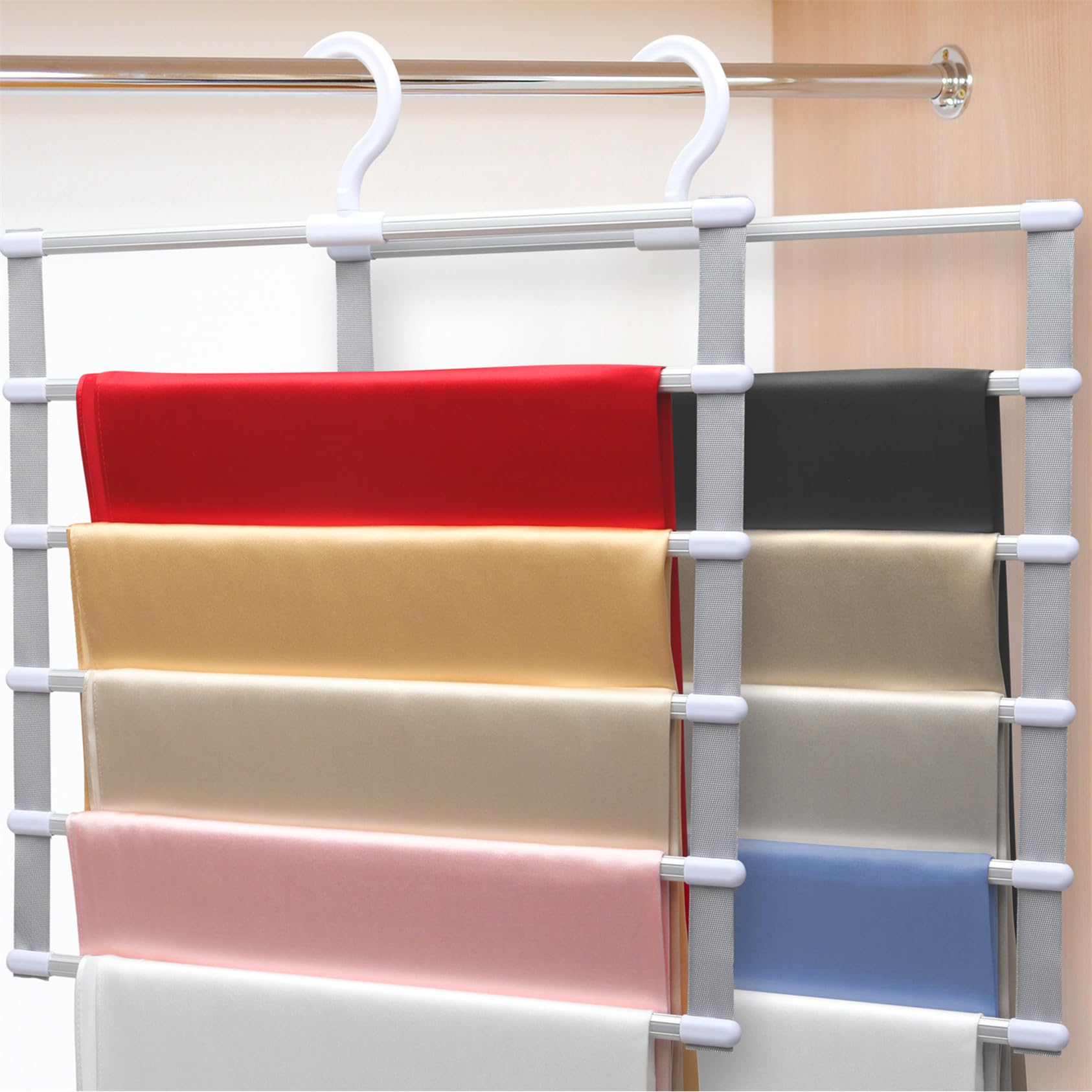 Closet Organizers and StoragePants Hangers Space SavingAl Alloy Hangers for Organization and StorageDorm Room Essentials for College Students GirlsHome Organization Scarf Jeans Hangers-2 Pack