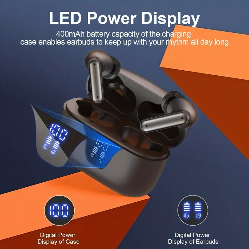 True Wireless Earbuds with 60H Playback and LED Display