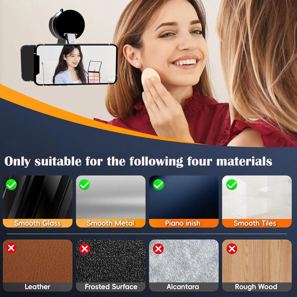 360° Rotatable Vacuum Magnetic Phone Holder, Foldable and Retractable Suction Cup Car Phone Mount for Car/Gym/Mirror/Smooth